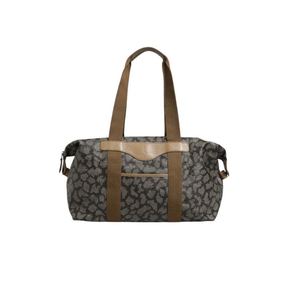 Saint Laurent Green and Brown Pattern Canvas Duffel Women's Bag